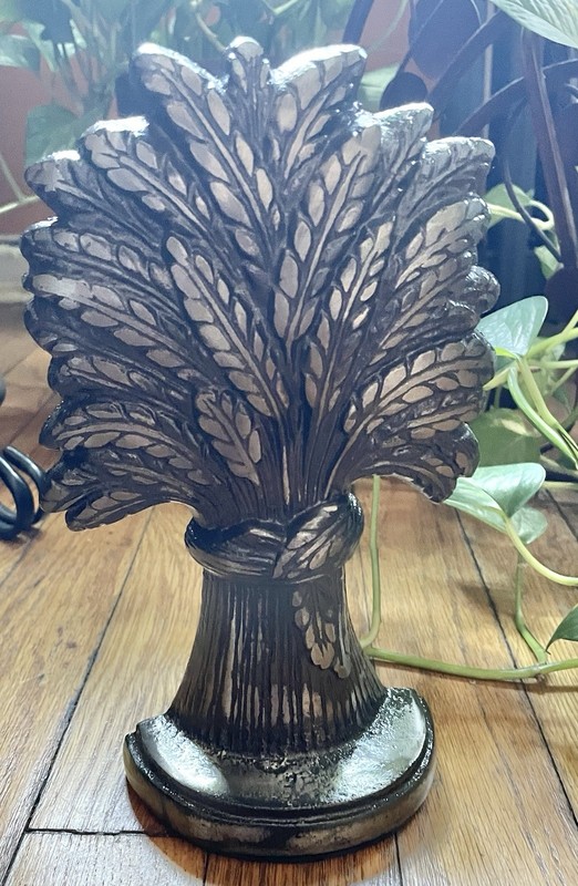 Vintage Wheat Sheaf Bundle CAST IRON Door Stop Decorative Decor 8.5” EUC