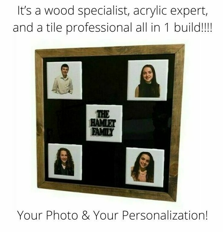 Personalized Wood Frame Tiles Design Your Photos & Names Wall Hanging Wall Decor