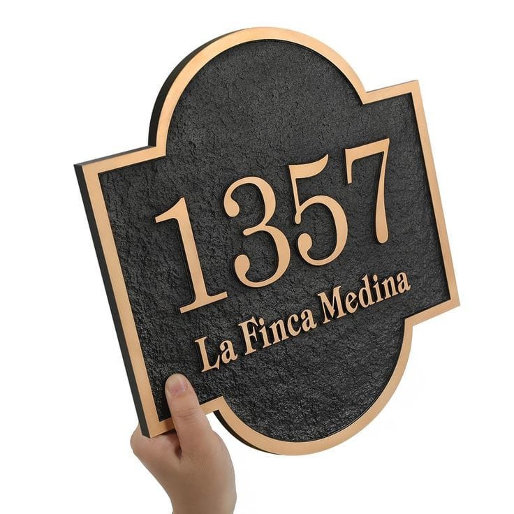 Cast Brass Custom Personalised logo Design Number Sign Plaque, gallery