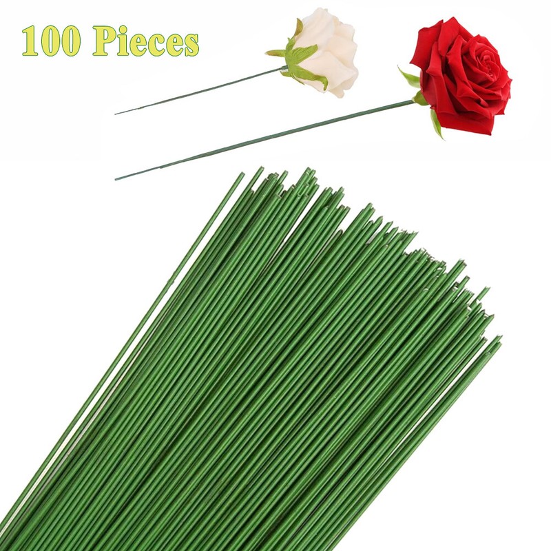 100pcs Floral Stem Wire Plastic Artificial Flower Green Stem Rod Plant Stub Wire gallery