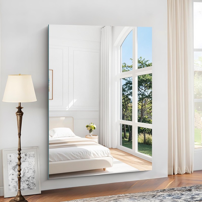 Kocuuy Large Frameless Mirror 55X40 Bathroom Mirror For Over Sink Upgraded gallery