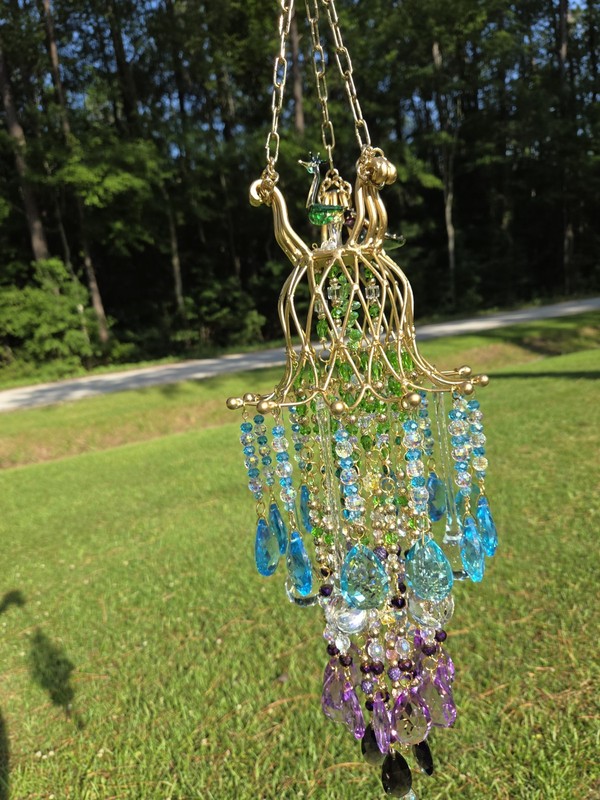 Handmade Swarovski Crystal Peacock Chandelier Suncatcher by SC Artisan gallery