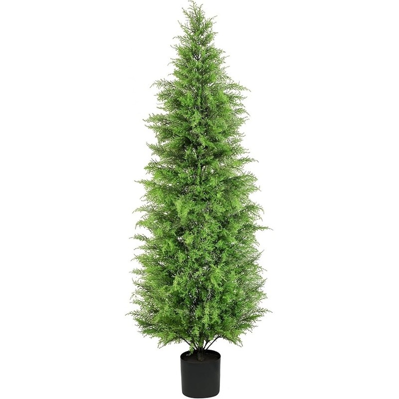 Artificial Cedar Topiary Tree 72in Faux Indoor Outdoor Easy Care Plant New gallery