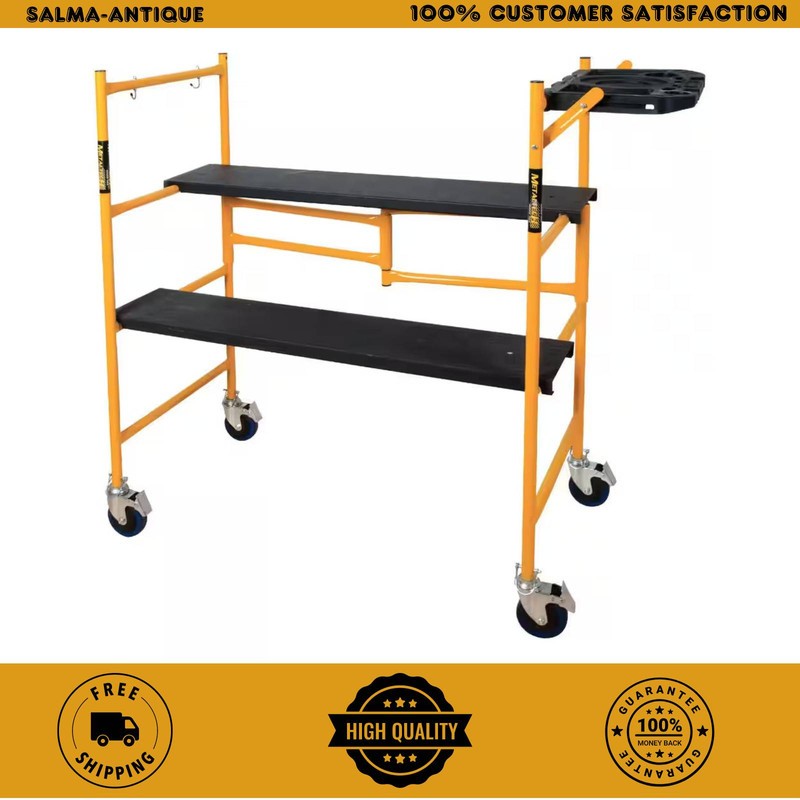 MetalTech 4.1ft Mini Scaffold Adjustable Platform 500lb Jobsite w/ Wheels