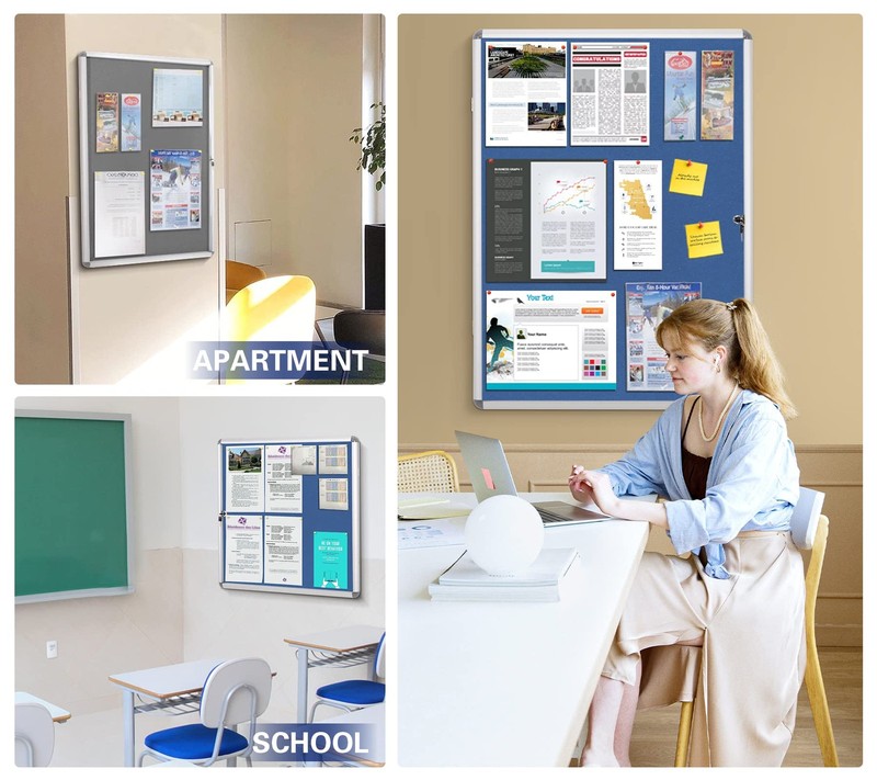 SWANCROWN Lockable Felt Bulletin Indoor Display Case Big Message Center Board... gallery