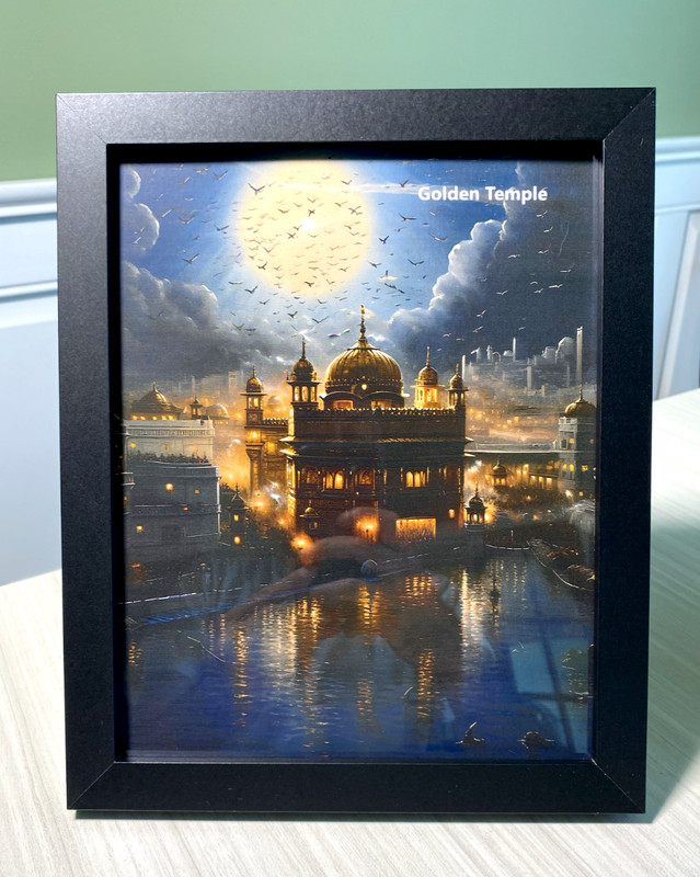 Golden Temple 8×10 Wood Framed HD Plexiglass Print On Kodak Paper AI Wall Art