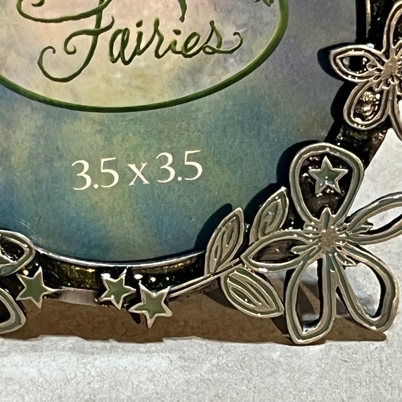 Disney 3.5x3.5 Picture Frame Silver Tinker Bell Fairies Floral Pewter Tone Artco gallery