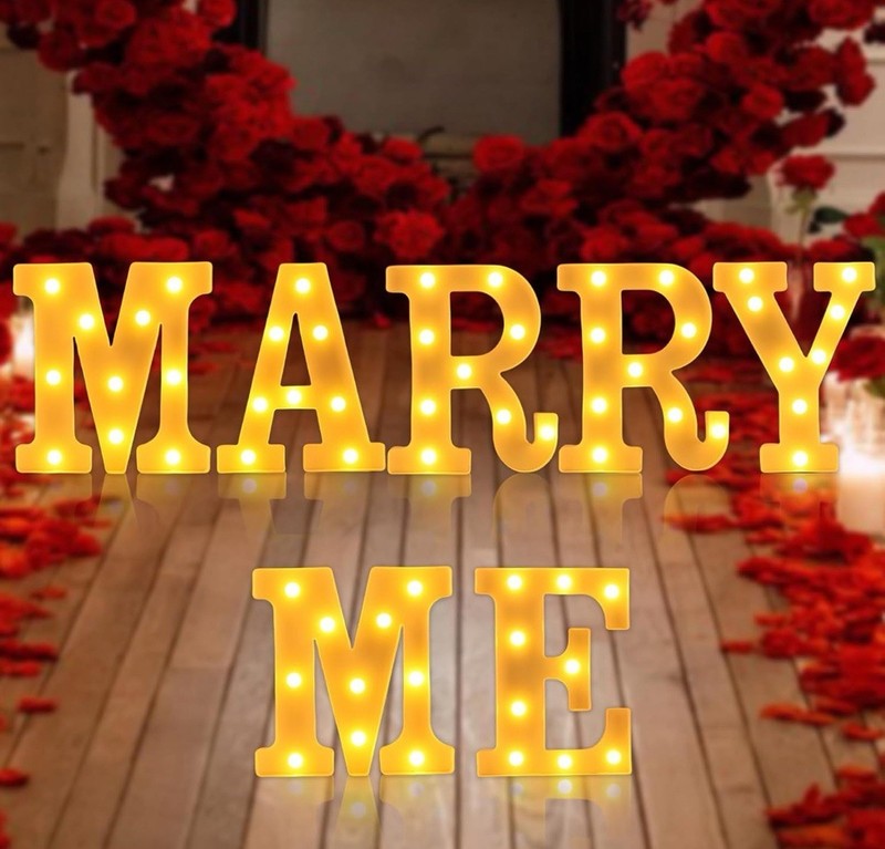 Roowest Marry Me Letters Light Proposal Decorations Set Includes 7 LED 6.3"