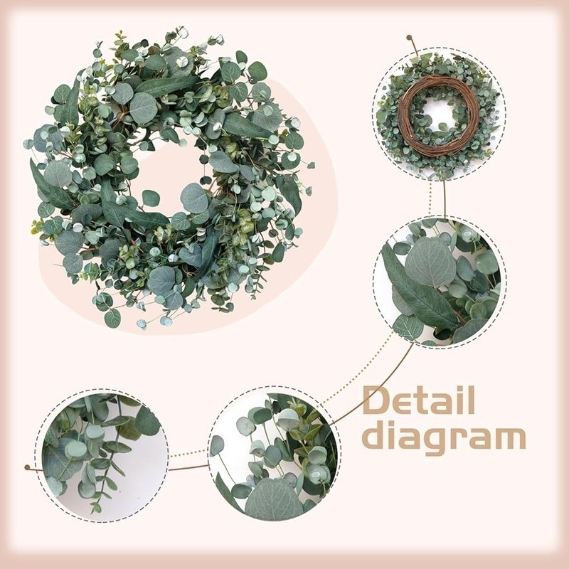 Eucalyptus Leaf Wreath Rustic Floral Decoration Indoor Outdoor Use All Seasons gallery