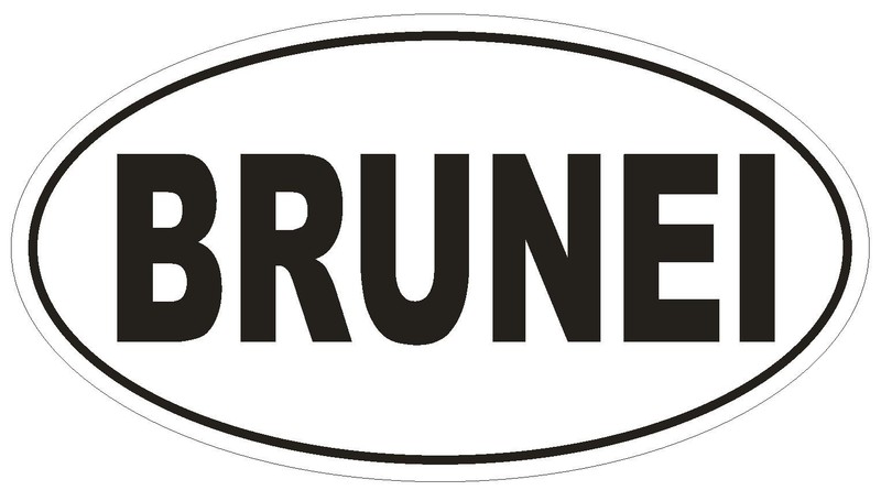Brunei Oval Bumper Sticker or Helmet Sticker D2254 Euro Oval Country Code