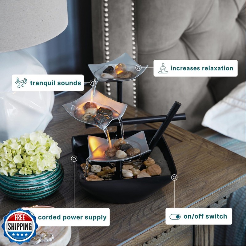 Homedics Tabletop Water Fountain, Home Décor Soothing Sound Machine - Automat gallery