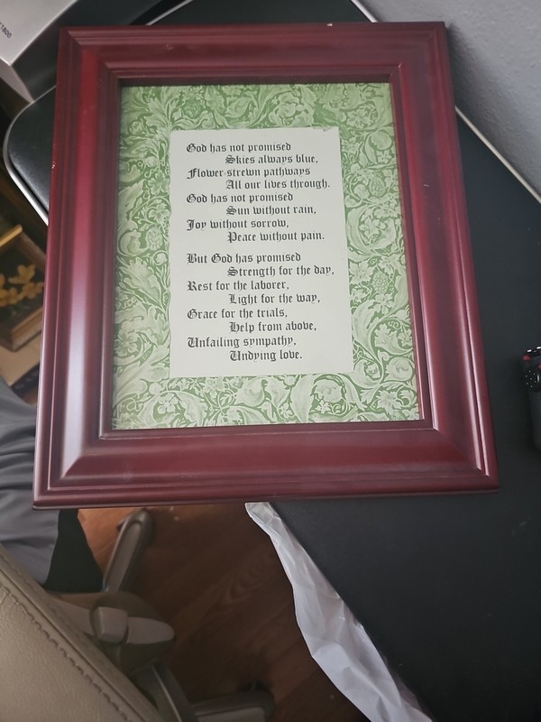 Poem In A Picture Frame 13 1/8" Tall  And 11.25" Wide