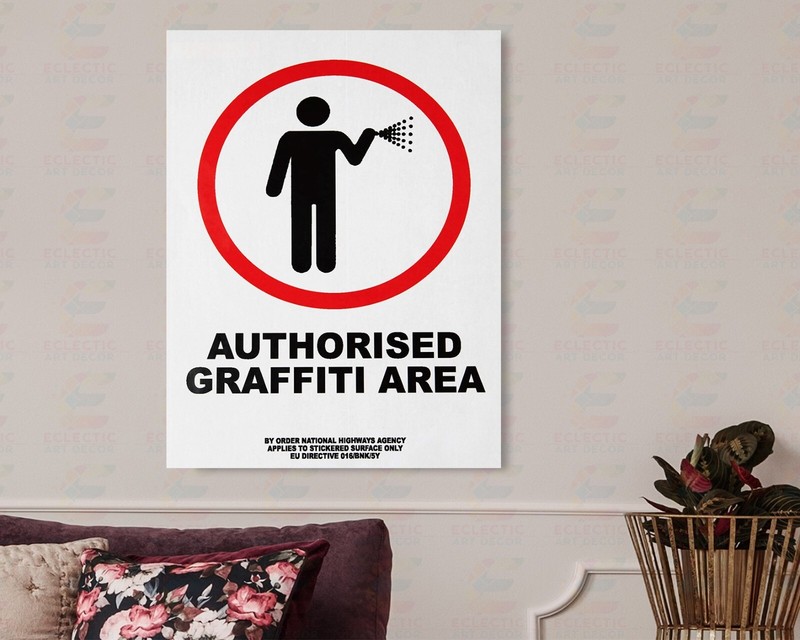 Banksy - Authorised Graffiti Area Art Print, Mounted Canvas, Framed, Acrylic gallery