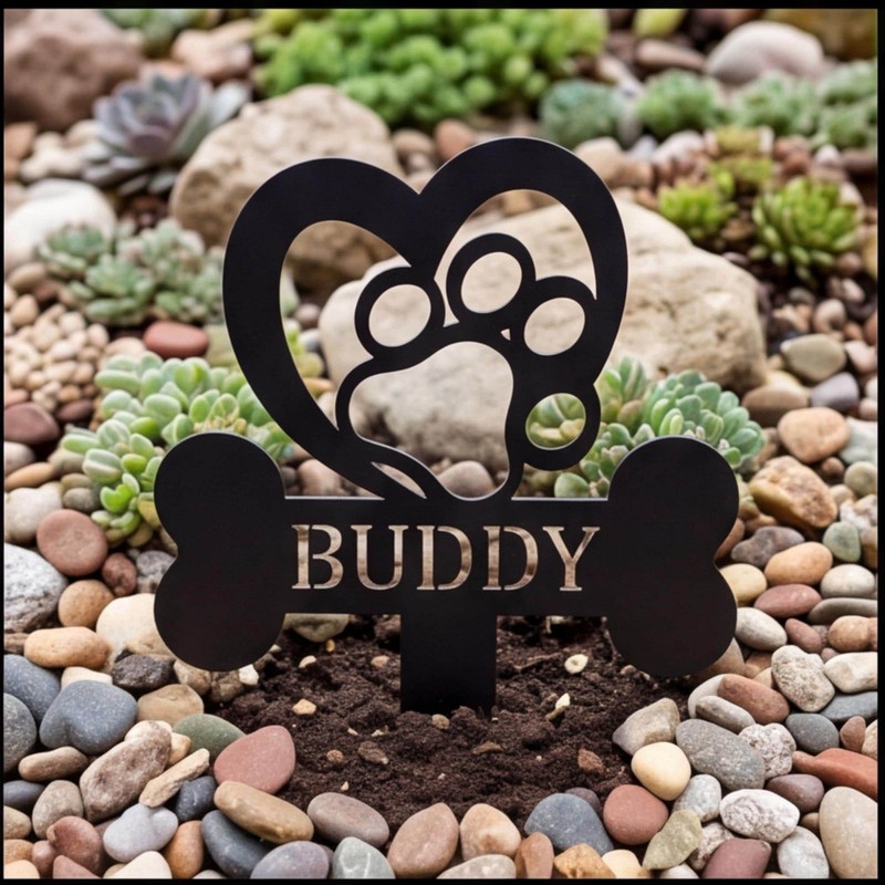 Paw Print Heart Dog Memorial Stake Personalized Garden Pet Loss Gift gallery