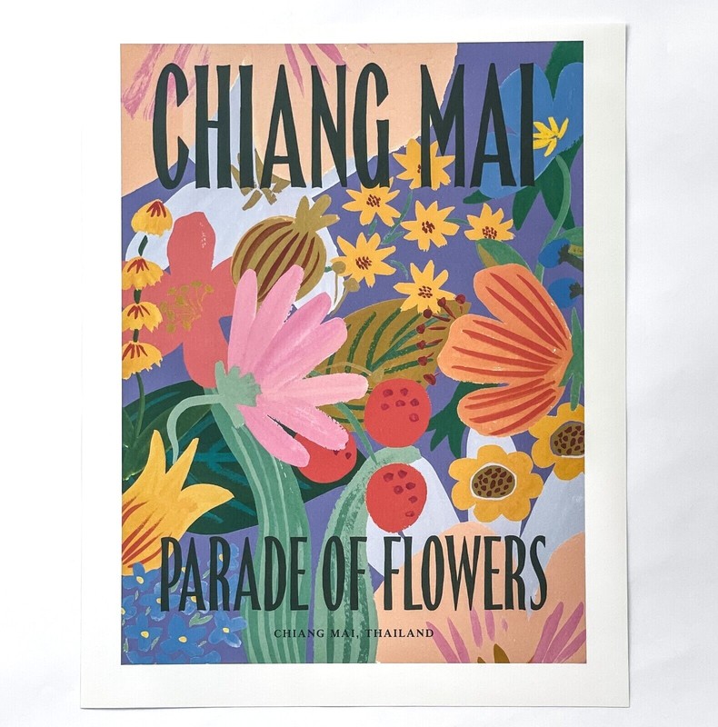 RIFLE PAPER CO. Art Print - CHIANG MAI PARADE THAI Flower Show Poster 11 x 13.5"