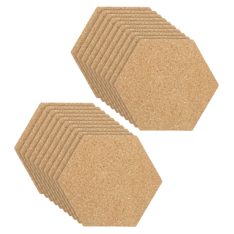 4×3″ 1/8″ Thick Cork Board Tiles, 20 Pcs Hexagon Bulletin Board