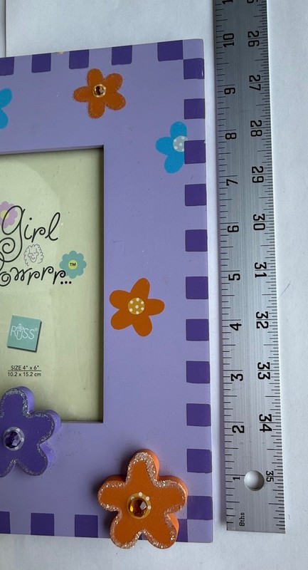 NOS VTG Y2K Russ Girl Powrrr… Purple Checkered Floral Frame 4 x 6” Photo Holder gallery