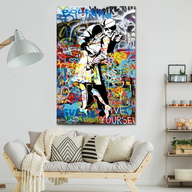 World War End Kiss Graffiti Wall Art Banksy Printable Poster Ready to Hang Gift gallery