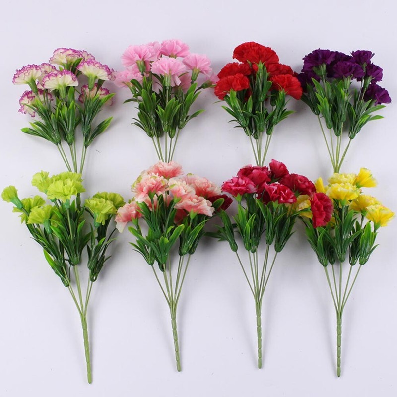 Artificial Carnation Fake Flower Bush Bouquet Family Wedding Decor gallery