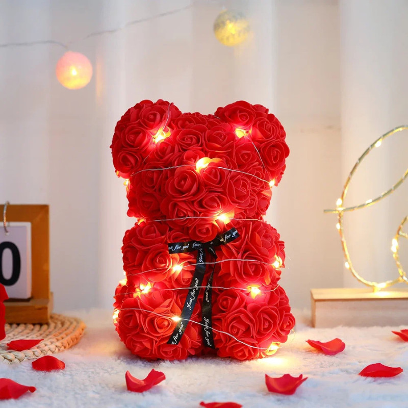 Wedding Rose Teddy Bear With Box For Women Valentines Girlfriend Birthday Gifts gallery