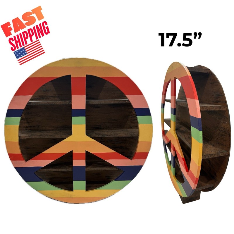 Peace Wood Shelf Sit Or Hang 18” | Colorful Pride Peace Shelf