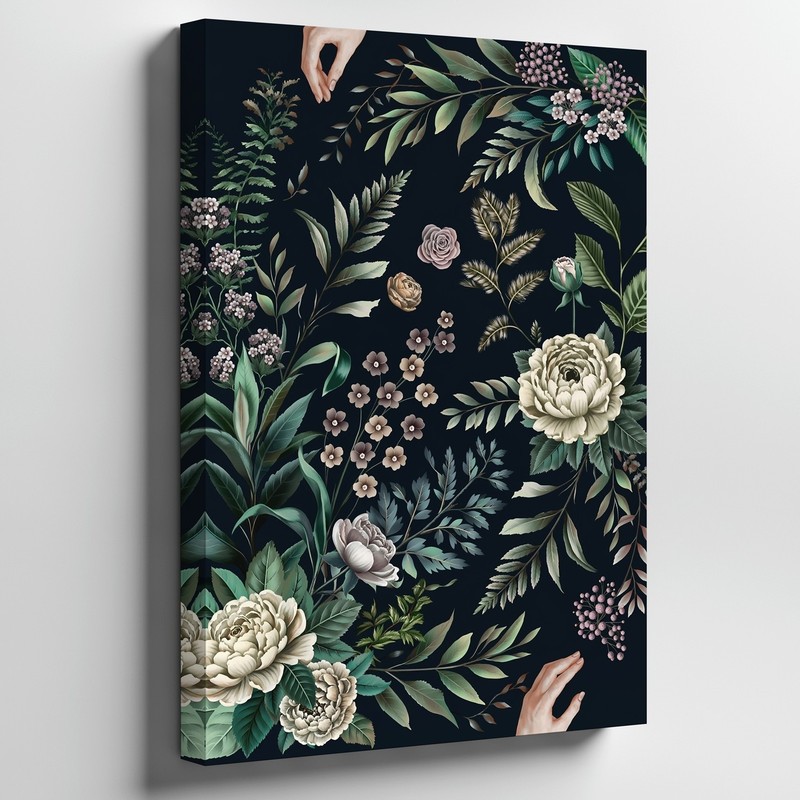 Wall Art Richly Detailed Botanical Illustration Featuring An Array Of Stylized