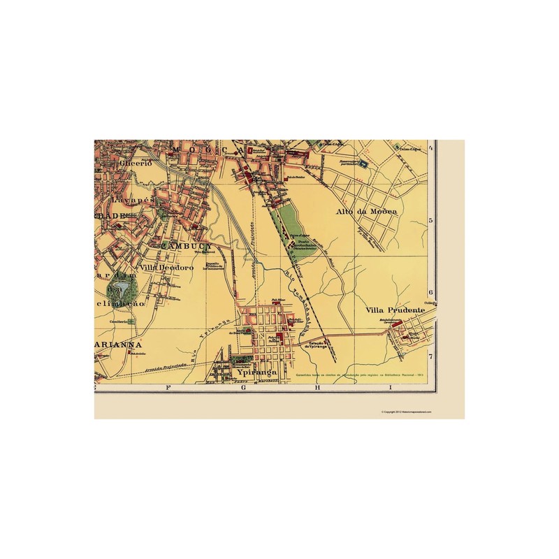 Historic Map - Sao Paulo Brazil - Hartmann 1913 - Vintage Wall Art gallery