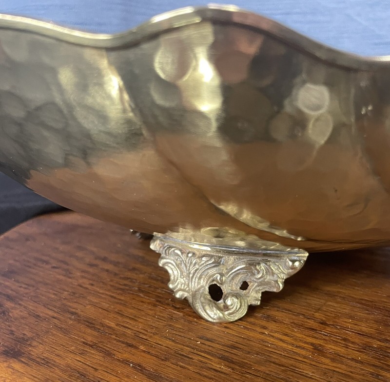 Vintage Brass Centerpiece Bowl Handmade Hand hammered Copper Brass Centerpiece gallery