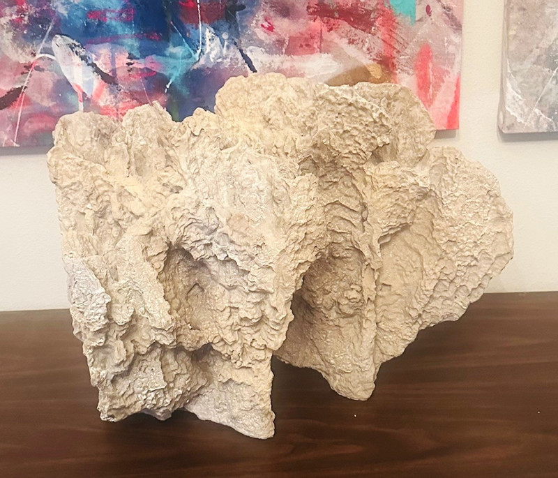 Large White Free Standing Faux Coral Stone Sculpture – 14 x 20 x 15″ tall