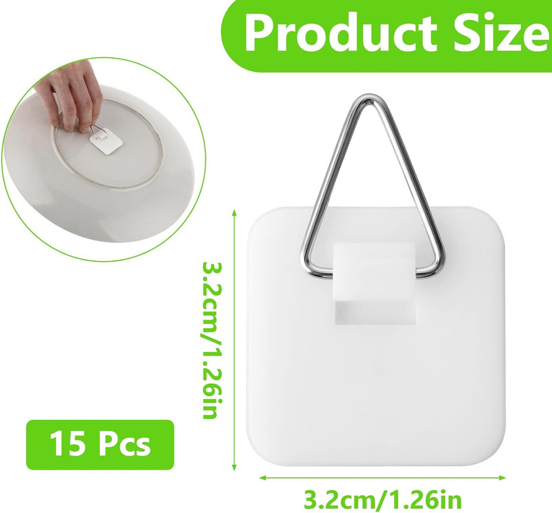 15PCS Invisible Adhesive Plate Hangers, Wall Display Holder, 1.25 Inches Vertica gallery