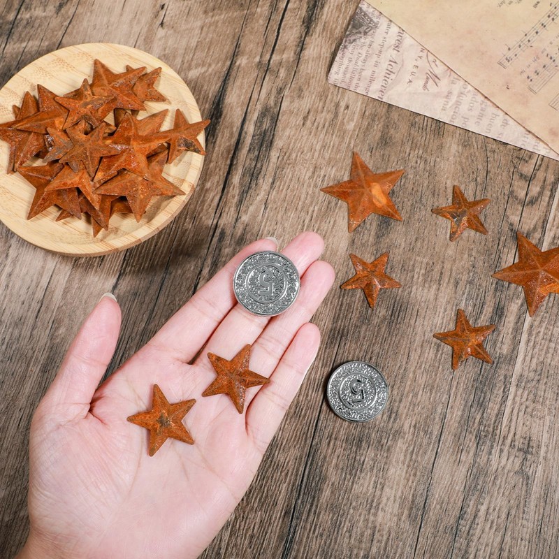 40Pcs Mini Metal Rusty Barn Stars, Antique Rustic Decor Craft Accents Two Siz... gallery