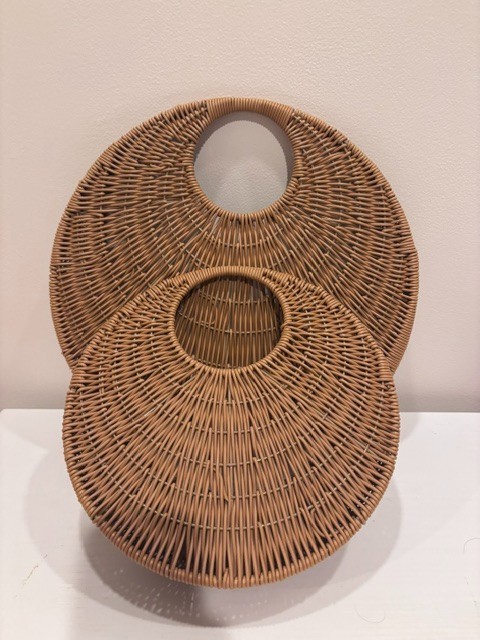 Set of Two Nesting Rattan Circular Baskets BOHO Wall Hanging gallery