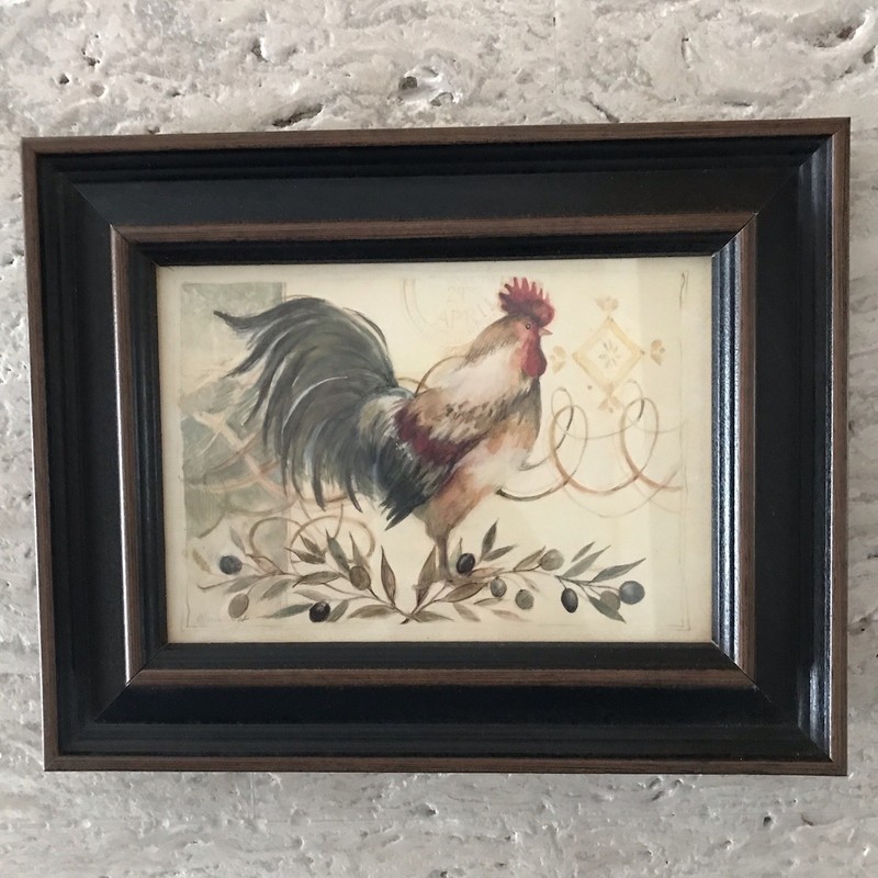 Rooster Picture Framed Art Rustic Farmhouse Country Kitchen Wall Decor Chicken