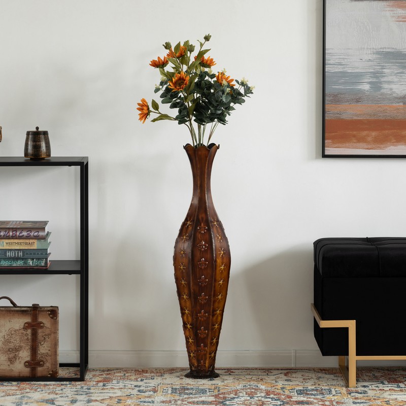 34'' Metal Decorative Floor Vase Centerpiece Home Decoration for Dried Flowers gallery