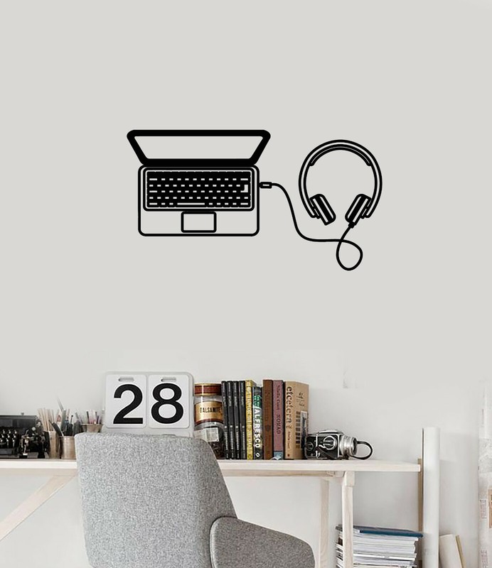 Vinyl Wall Decal Laptop Headphones Gadgets Teenage Teen Room Stickers (ig5979)