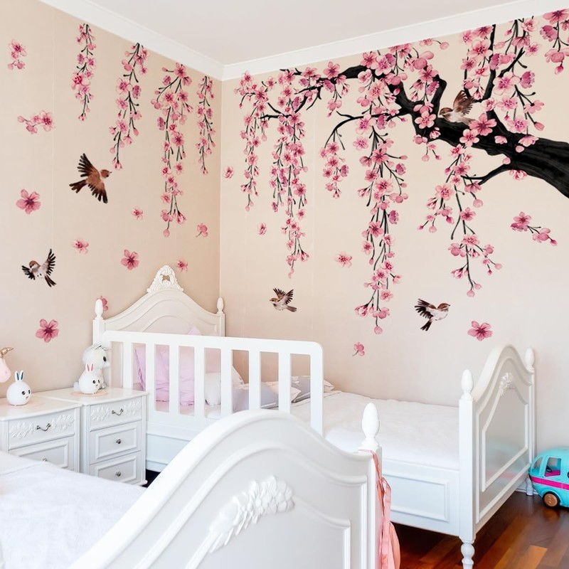 Large Cherry Blossom Tree Wall Decals Peel and Stick Pink Floral Wall Art gallery