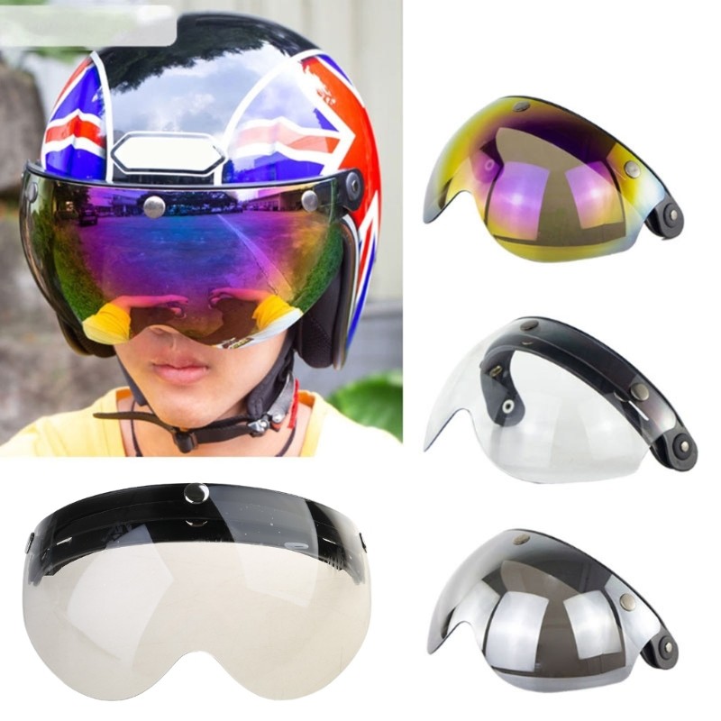 Windproof 3-Snap Visor Lens Shield for Motorcycle Helmets Flip Up Down Open Face gallery