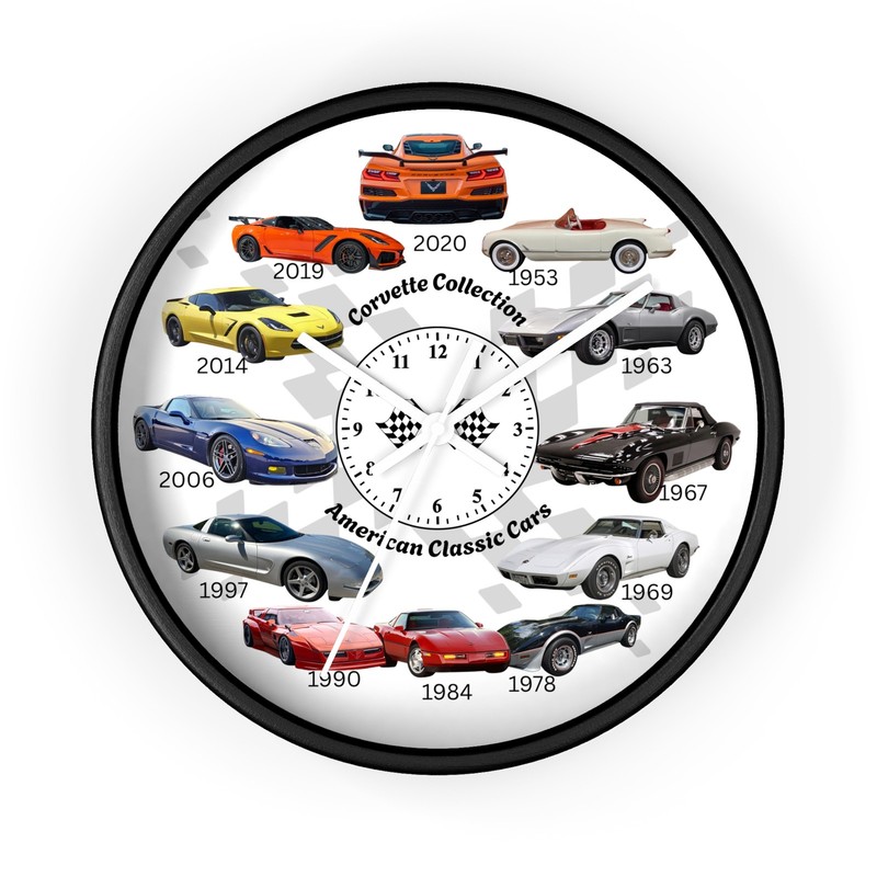 Corvette Collection Wall Clock | American Classic Cars, Years 1953-2020