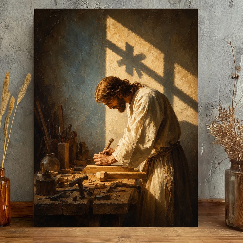 Jesus the Carpenter Canvas Print Christian Religious Wall Art Home Decor gallery