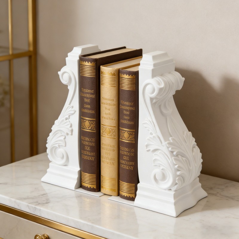 1 Pair Roman Column Bookends Plastic Decorative Bookends 4.13*7.09inch For Decor