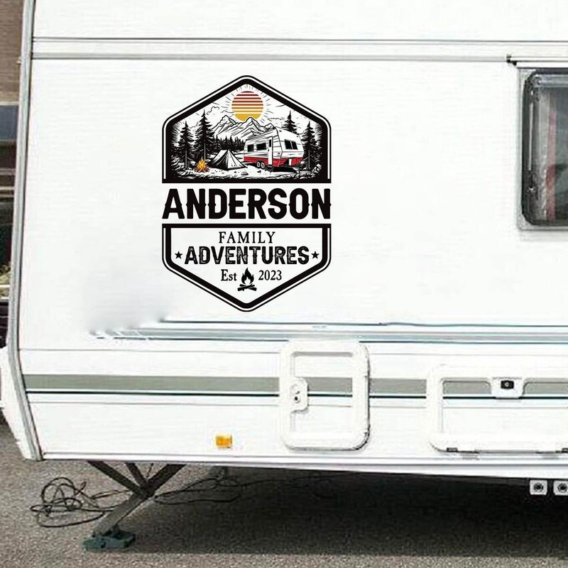 Family Adventures Personalized RV Decal, Custom Camper Sticker, Family Road gallery