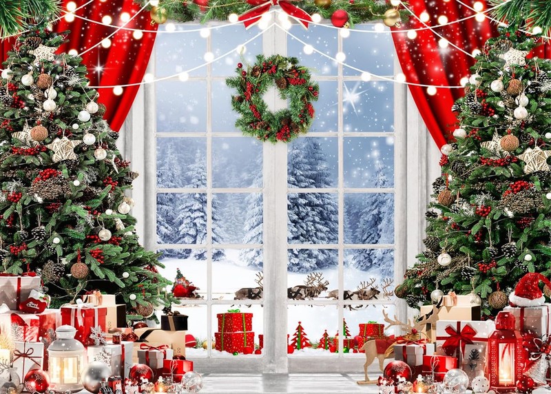 LYCGS 7X5ft Christmas Backdrop Winter Snow Scene Backdrop for Photography Chr…