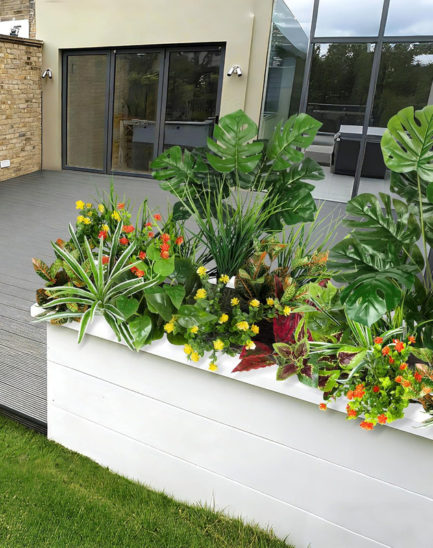 18 Pcs Artificial Plants Outdoor, Fake Boxwood Plants UV Resistant Artificial Fl gallery
