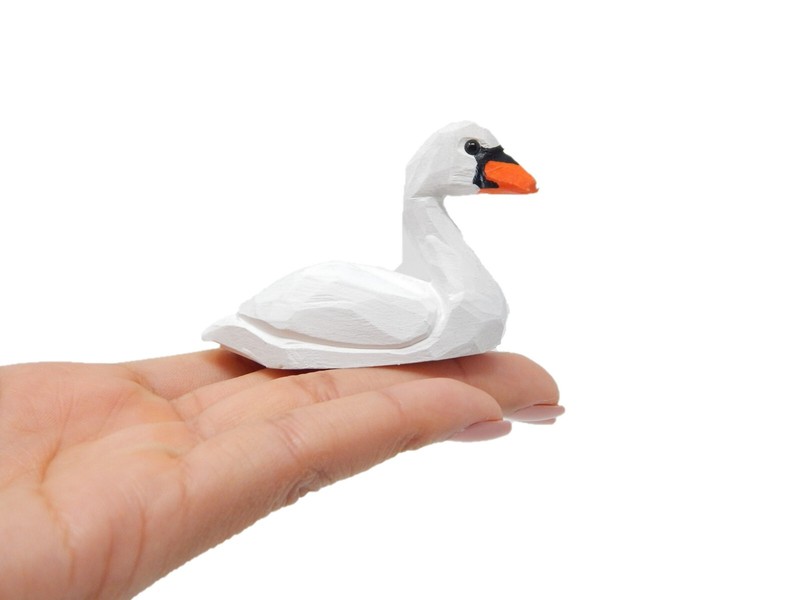 Swan Goose Figure Miniature White Bird Statue Sculpture Decor Garden Cake Topper
