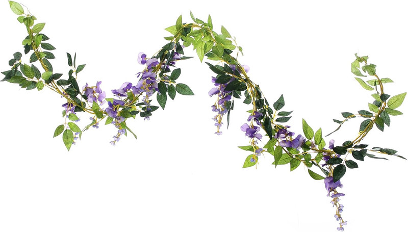 2Pcs 6.6Ft Artificial Flowers Vines Silk Wisteria Artificial Garlands Fake Ha…