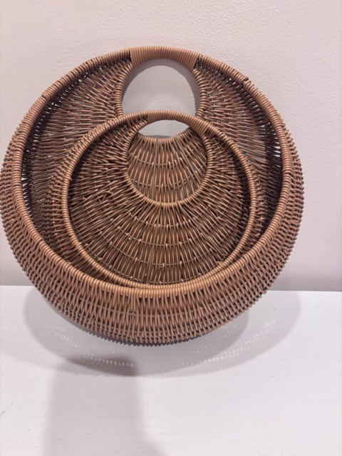 Set of Two Nesting Rattan Circular Baskets BOHO Wall Hanging gallery