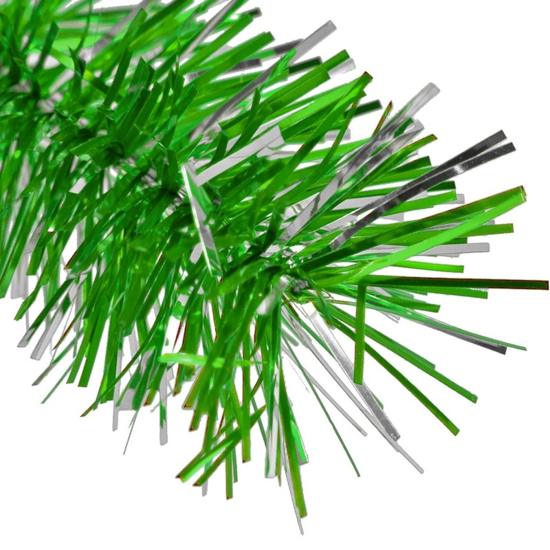 Silver & Green Tinsel Garland 30FT Length 3IN Width Philadelphia Eagles Colors