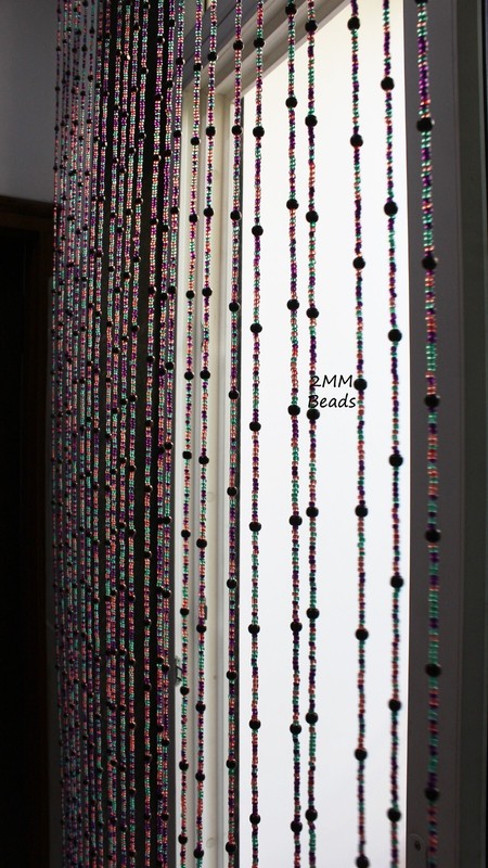 Handmade Beaded String with bells Curtain Hippie Boho Colorful Home Décor 190 cm gallery