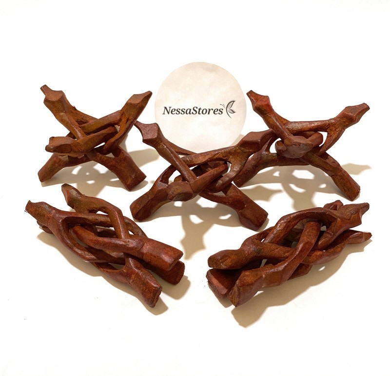 NessaStores Carved Tripod Wood Stand Holder 4″ ( 100 pcs ) #JC-45