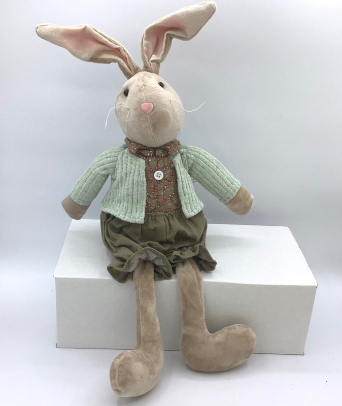Bunny Rabbit Easter Hobby Lobby Shelf Sitter Boy Brown Green Clothes Weighted